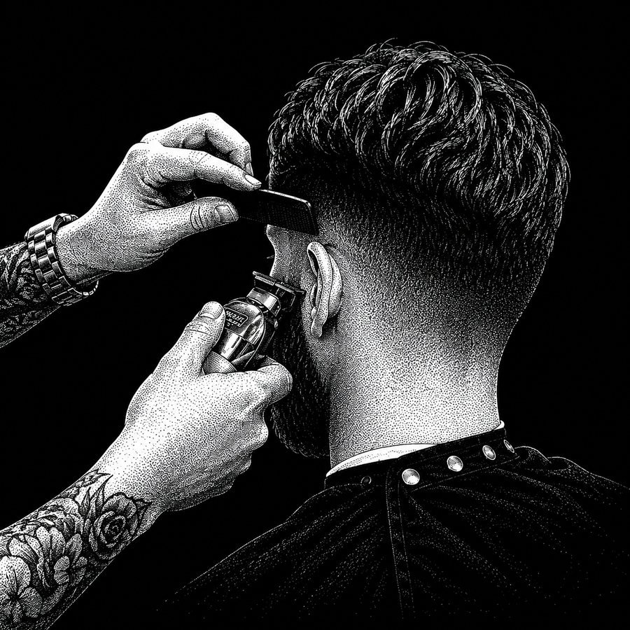 Barbier bei der Arbeit im Steelbarber Bern
